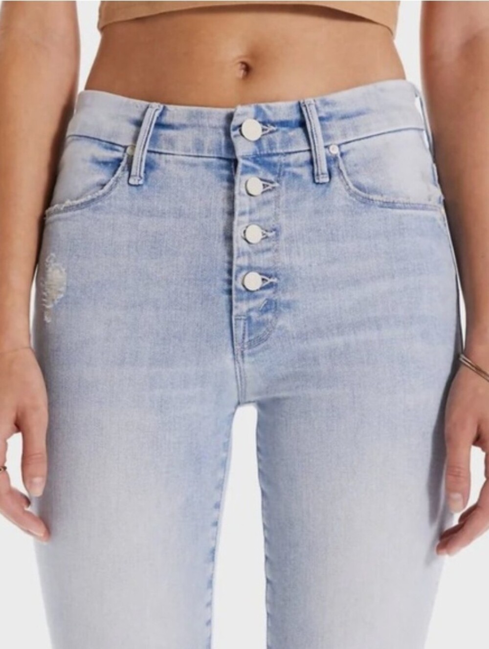 Mother Pixie Ankle Fray Button Fly Jeans. Action Shot. Size 25. New Without Tags - Picture 9 of 9